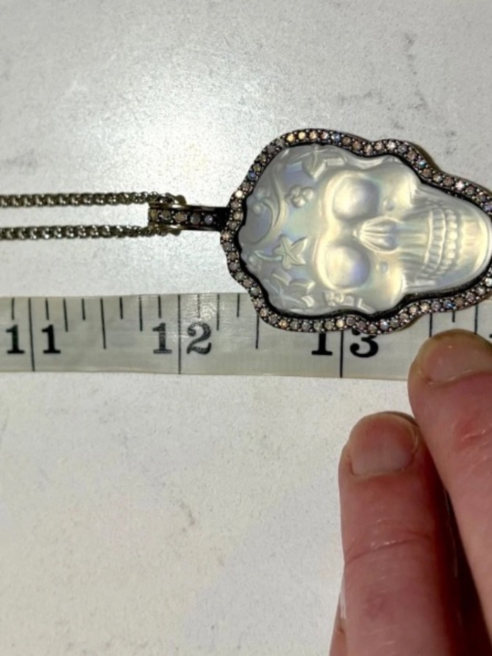Kirk’s Folly Glass Dream Skull Crystal Pendant Necklace Celestial Moon Stars - Picture 11 of 13